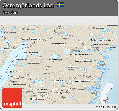 Shaded Relief 3D Map of Östergötlands Län