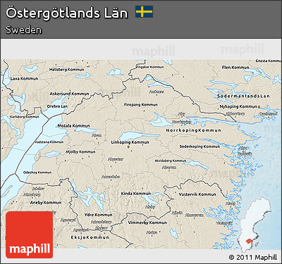 Shaded Relief 3D Map of Östergötlands Län