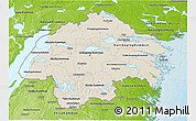 Shaded Relief 3D Map of Östergötlands Län, physical outside