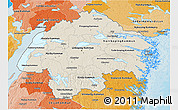 Shaded Relief 3D Map of Östergötlands Län, political shades outside