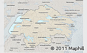 Shaded Relief 3D Map of Östergötlands Län, semi-desaturated
