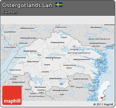 Silver Style 3D Map of Östergötlands Län
