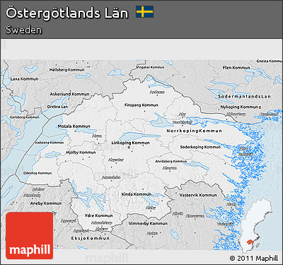 Silver Style 3D Map of Östergötlands Län