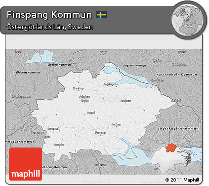 Gray 3D Map of Finspang Kommun