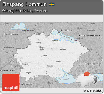 Gray 3D Map of Finspang Kommun