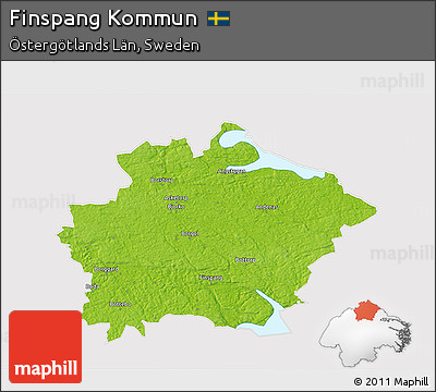 Physical 3D Map of Finspang Kommun, cropped outside