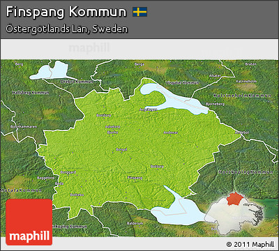 Physical 3D Map of Finspang Kommun, satellite outside
