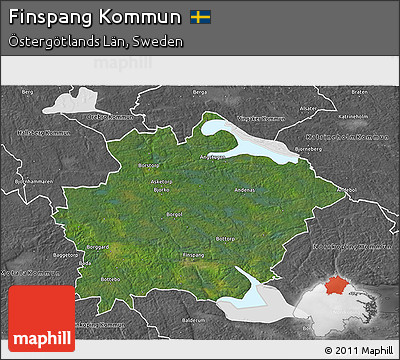 Satellite 3D Map of Finspang Kommun, desaturated