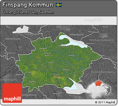 Satellite 3D Map of Finspang Kommun, desaturated