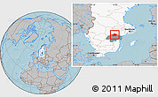 Gray Location Map of Finspang Kommun, highlighted country, highlighted parent region, hill shading