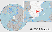 Gray Location Map of Finspang Kommun, highlighted country, hill shading