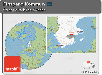 Savanna Style Location Map of Finspang Kommun, highlighted country, highlighted parent region