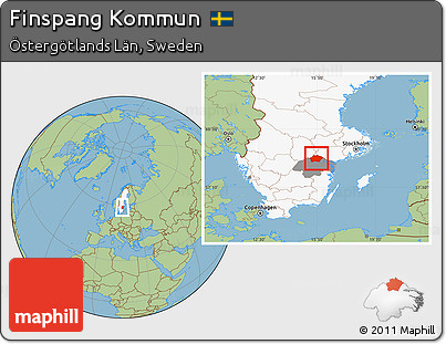 Savanna Style Location Map of Finspang Kommun, highlighted country, highlighted parent region