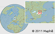 Savanna Style Location Map of Finspang Kommun, highlighted parent region, hill shading