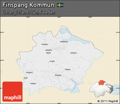 Classic Style Map of Finspang Kommun, single color outside