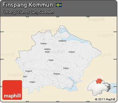 Classic Style Map of Finspang Kommun, single color outside