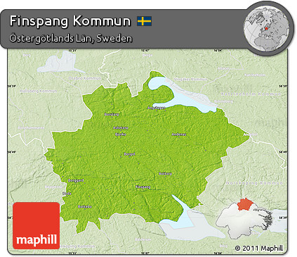 Physical Map of Finspang Kommun, lighten