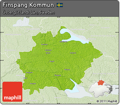 Physical Map of Finspang Kommun, lighten
