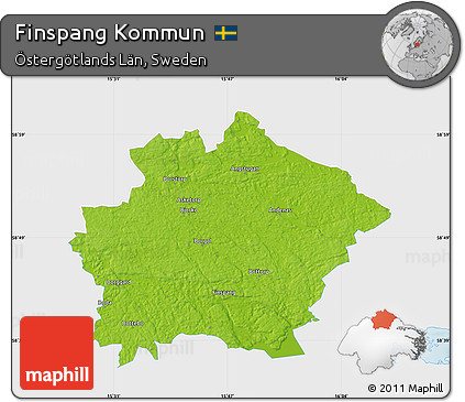 Physical Map of Finspang Kommun, single color outside