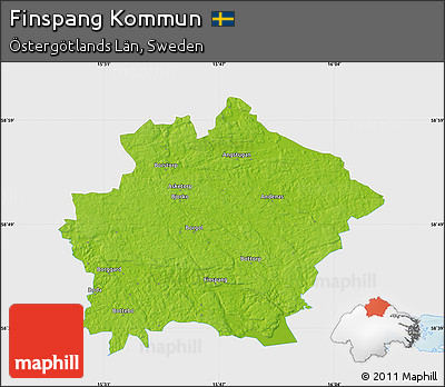 Physical Map of Finspang Kommun, single color outside