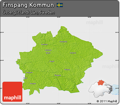 Physical Map of Finspang Kommun, single color outside