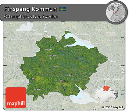 Satellite Map of Finspang Kommun, lighten