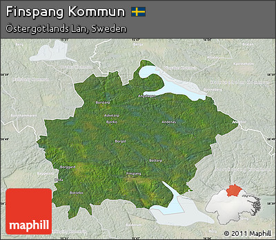 Satellite Map of Finspang Kommun, lighten