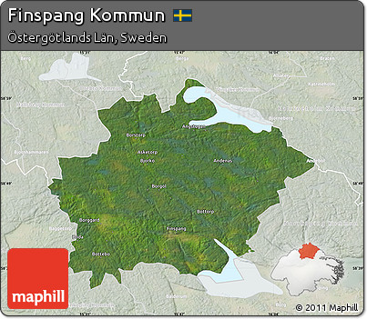 Satellite Map of Finspang Kommun, lighten