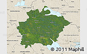 Satellite Map of Finspang Kommun, shaded relief outside