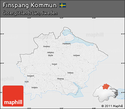 Silver Style Map of Finspang Kommun, single color outside