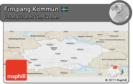Classic Style Panoramic Map of Finspang Kommun
