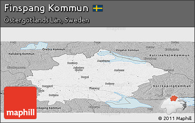 Gray Panoramic Map of Finspang Kommun