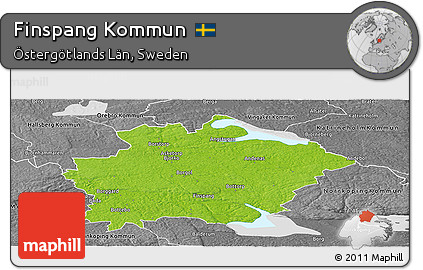 Physical Panoramic Map of Finspang Kommun, desaturated