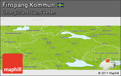 Physical Panoramic Map of Finspang Kommun