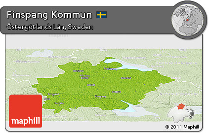 Physical Panoramic Map of Finspang Kommun, lighten