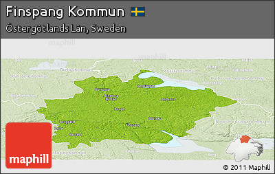 Physical Panoramic Map of Finspang Kommun, lighten