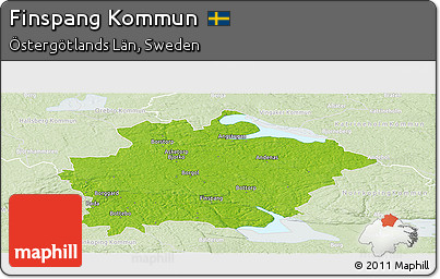 Physical Panoramic Map of Finspang Kommun, lighten