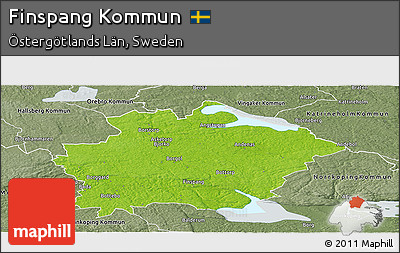 Physical Panoramic Map of Finspang Kommun, semi-desaturated