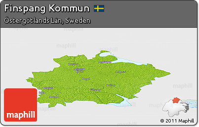 Physical Panoramic Map of Finspang Kommun, single color outside