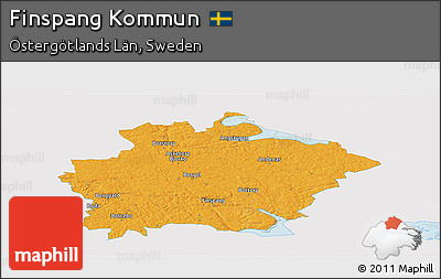 Political Panoramic Map of Finspang Kommun, single color outside