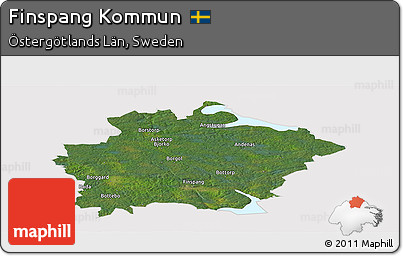 Satellite Panoramic Map of Finspang Kommun, cropped outside
