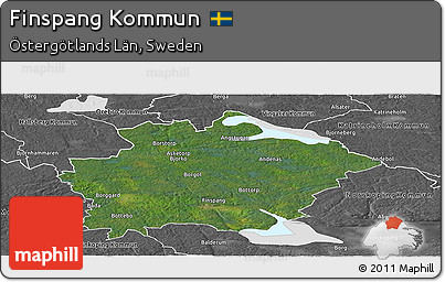 Satellite Panoramic Map of Finspang Kommun, desaturated