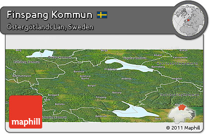 Satellite Panoramic Map of Finspang Kommun