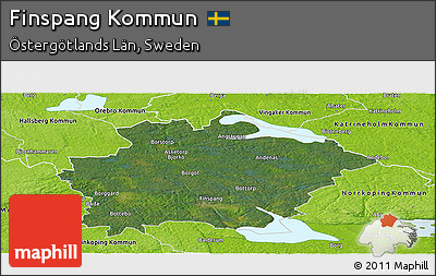 Satellite Panoramic Map of Finspang Kommun, physical outside