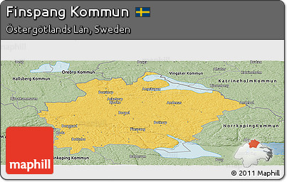 Savanna Style Panoramic Map of Finspang Kommun