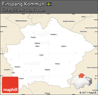 Classic Style Simple Map of Finspang Kommun