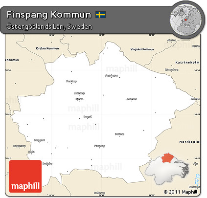 Classic Style Simple Map of Finspang Kommun