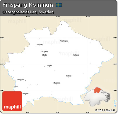 Classic Style Simple Map of Finspang Kommun, single color outside