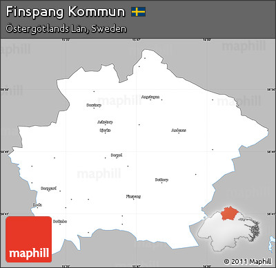 Gray Simple Map of Finspang Kommun, single color outside