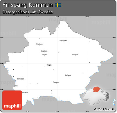 Gray Simple Map of Finspang Kommun, single color outside